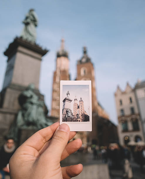Showing instant photo of Poland Polaroid photo of Krakow krakow photos stock pictures, royalty-free photos & images