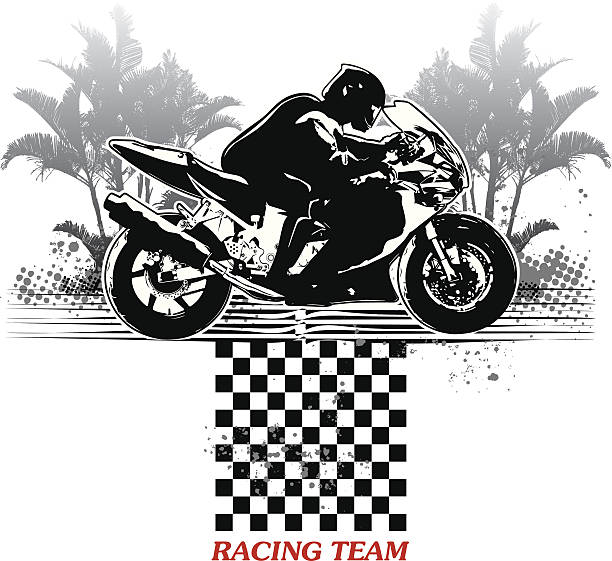 racing superbike with summer background vector art illustration