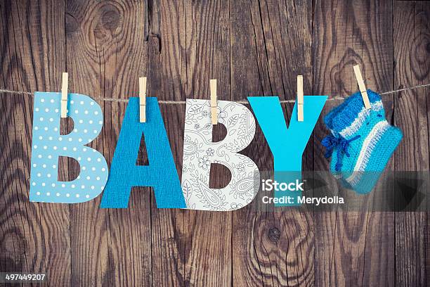 Letters Of Word Baby Stock Photo - Download Image Now - Blue, Childhood, Clothesline