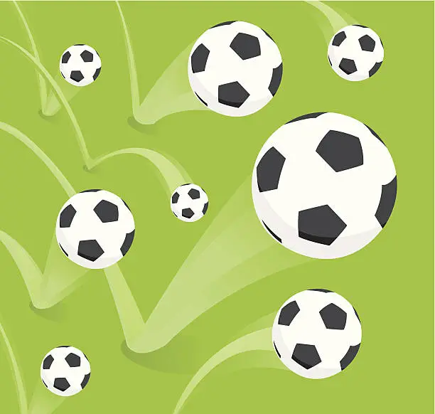 Vector illustration of Group of bouncing soccer balls