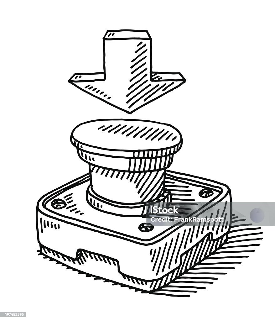 Push Button Arrow Down Drawing Stock Illustration - Download Image Now ...