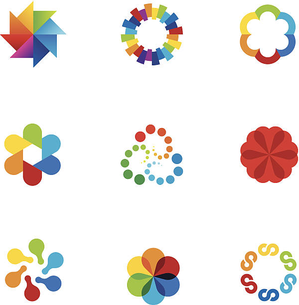 Abstract social partnership community company bond colorful app logo icons vector art illustration