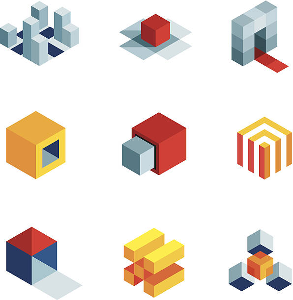 3D world startup idea creative virtual company element logo icons vector art illustration