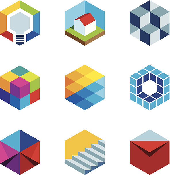 Innovation building future real estate virtual game cube logo icons Innovation building future real estate virtual game cube logo icons. game developer stock illustrations