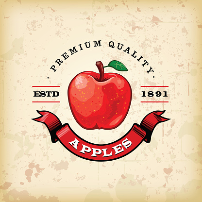 A vintage styled label featuring apples. EPS 10 file, layered & grouped, with meshes and transparencies (shadows & overall effects only).