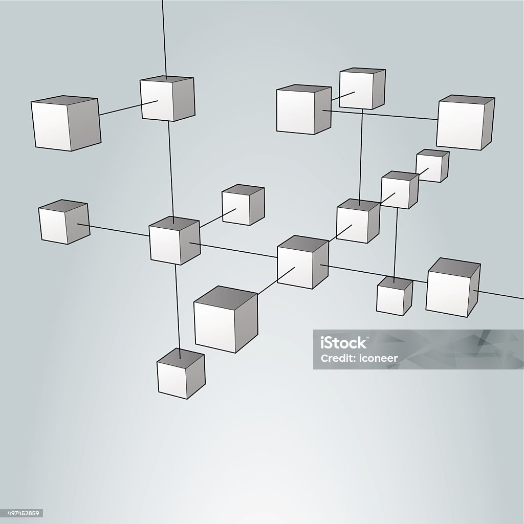 Hintergrund mit Symbolen Würfel und Verbindungen - Lizenzfrei Abgeschiedenheit Vektorgrafik