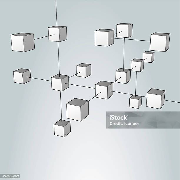 Hintergrund Mit Symbolen Würfel Und Verbindungen Stock Vektor Art und mehr Bilder von Abgeschiedenheit - Abgeschiedenheit, Abstrakt, Blau