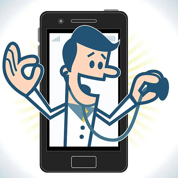 Vector illustration of Doctor with smartphone