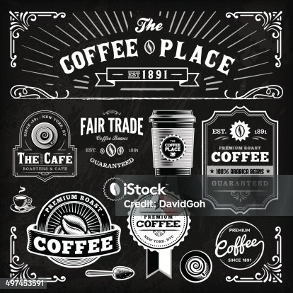 istock Chalkboard Coffee Label Set 497453591