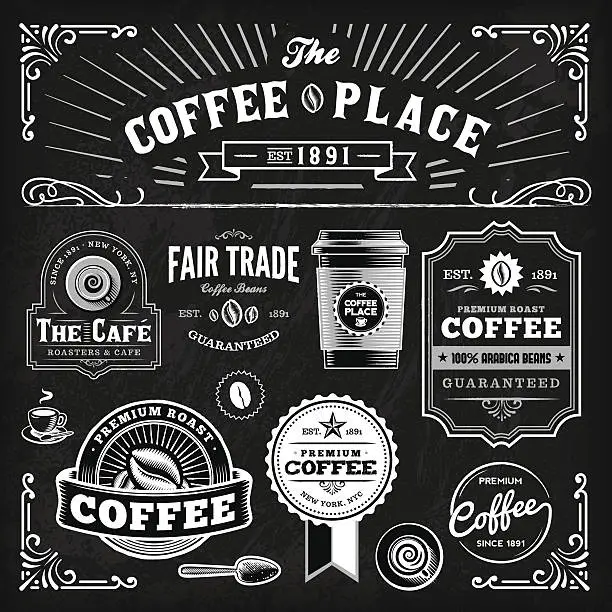 Vector illustration of Chalkboard Coffee Label Set