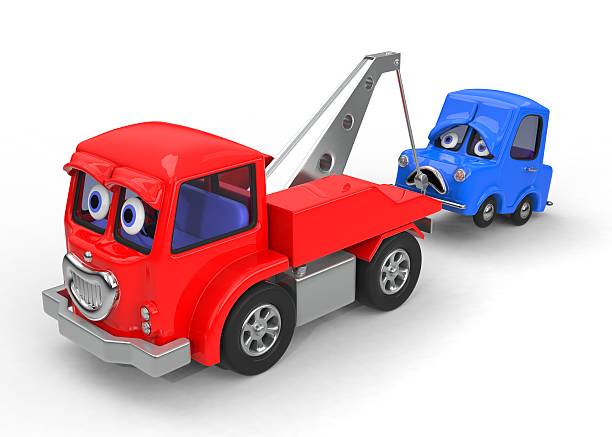 istock Sad, broken down car being towed 3D illustration 497467083