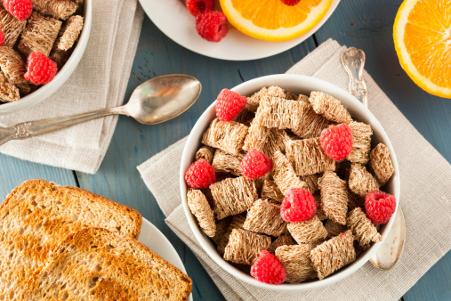 Healthy Whole Wheat Shredded Cereal with Fruit for Breakfast