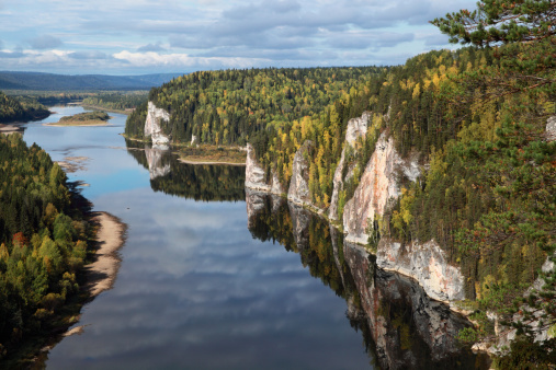 Rocks on the River Vischera.  Norte de los Urales photo