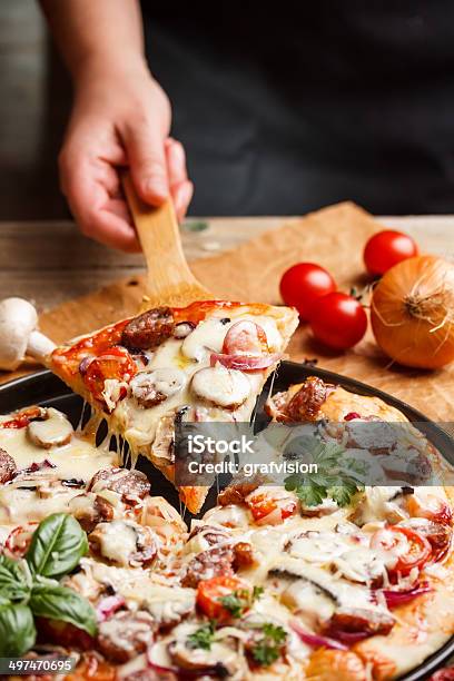 Pizza Stock Photo - Download Image Now - Cheese, Cherry Tomato, Food