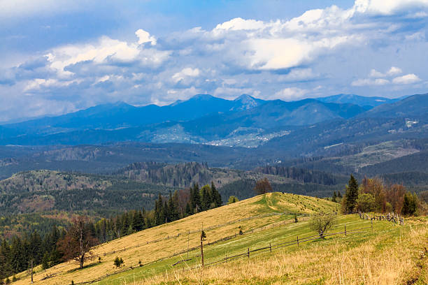 Scenic mountain landscape shot near Hoverla. Carpathian, Ukraine stock photo