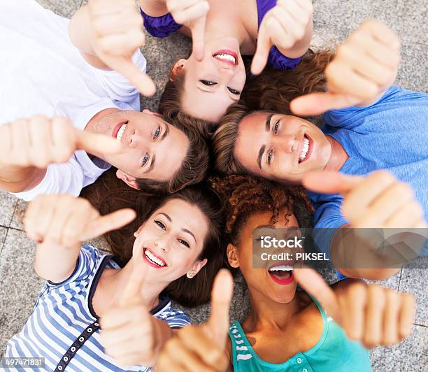 Friends Showing Thumbs Up Stock Photo - Download Image Now - Circle, Friendship, Adult