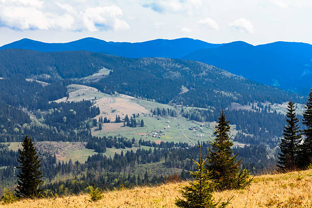 Scenic mountain landscape shot near Hoverla. Carpathian, Ukraine stock photo