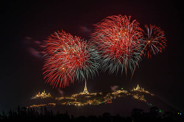 istock Firework on Khao Wang Mountain, Petchaburi Thailand 497472737