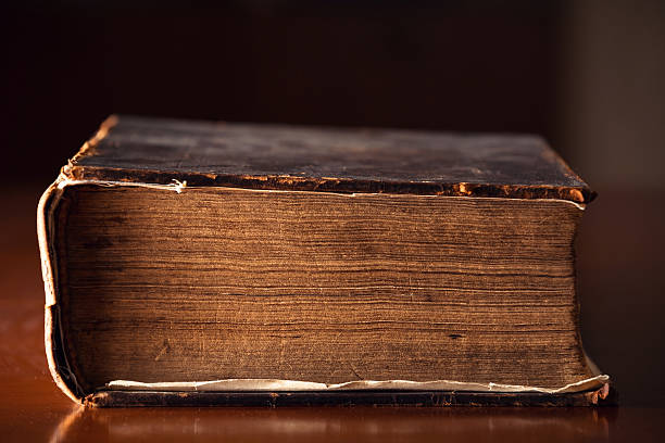 Old Book 150 year old Bible pages close up verses stock pictures, royalty-free photos & images