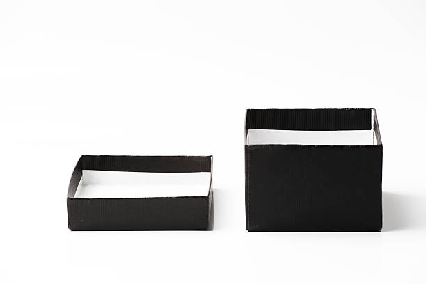 段ボール箱ブラック - isolated gift box wrapping paper celebration event ストックフォトと画像