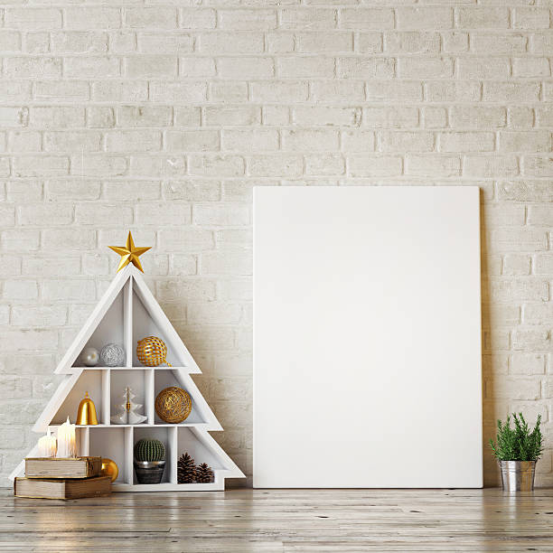 istock Mock up poster with abstract christmas trees 497481916