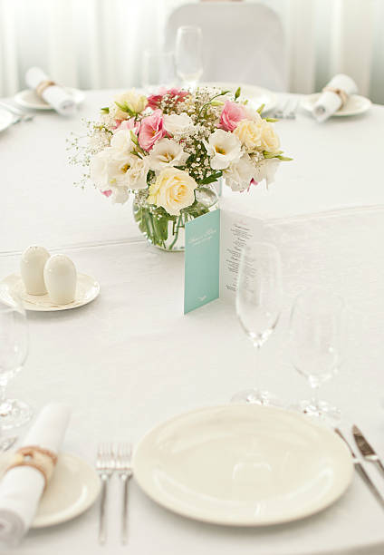istock Menu card with beautiful flowers on table in wedding day 497482784