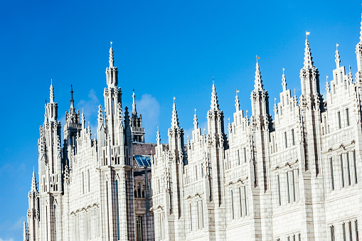 Marischal College in Aberdeen, Scotland. The buildings are of granite stone and jointly house Aberdeen City Council offices and University of Aberdeen facilities. AdobeRGB colorspace.