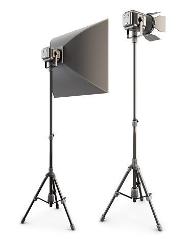 Studio lighting isolated on the white background. 3d rendering.