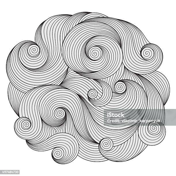 Black And White Circle Wave Ornament Ornamental Round Lace Desi Stock Illustration - Download Image Now