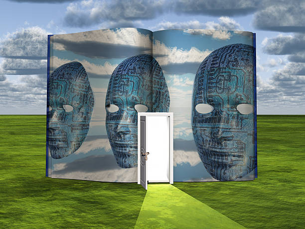 istock Book with science fiction scene and open doorway of light 497485274