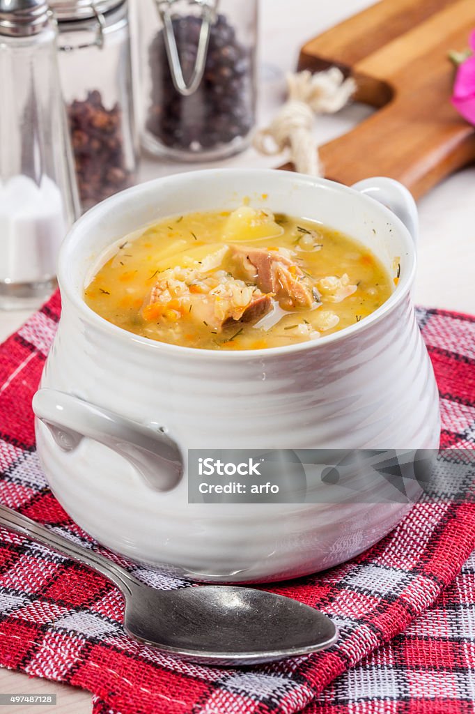 Sopa com trigo sarraceno e legumes. - Foto de stock de 2015 royalty-free