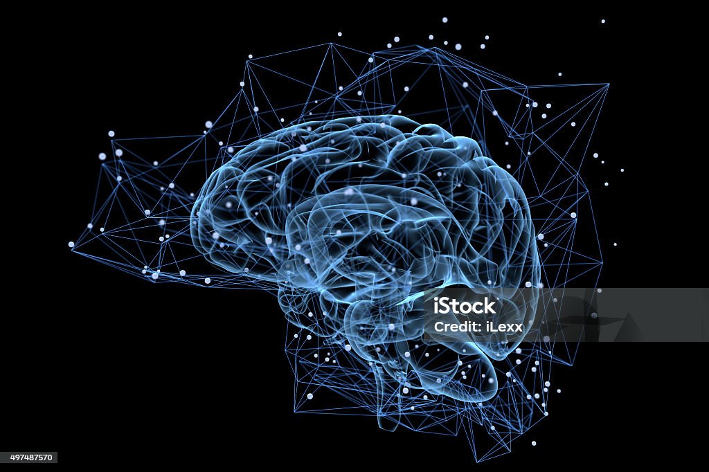 Brain activity Illustration of the thought processes in the brain Nerve Cell Stock Photo