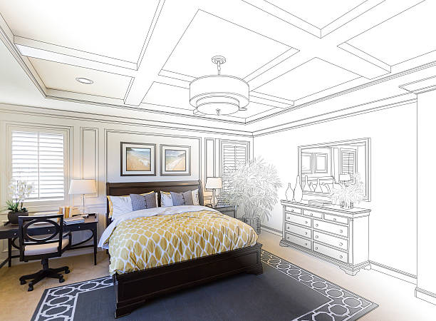 istock Custom Bedroom Drawing Gradation Into Photograph. 497487588