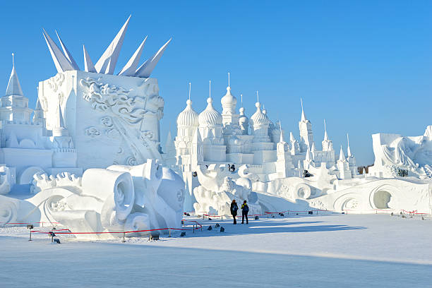 Snow building stock photo