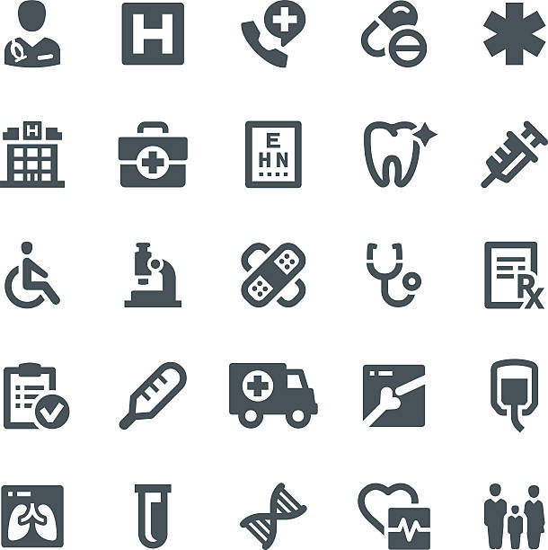 Medical Icons Healthcare and medicine, hospital, medicine, icon, doctor, ambulance, icon set, medical exam paramedic stock illustrations