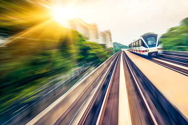 istock Sky train through city center in Kuala Lumpur,motion blur 497489377