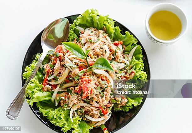 Salad Of Tuna Fish Stock Photo - Download Image Now - Lettuce, Chili Pepper, Crockery