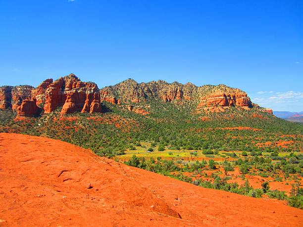 Sedona Vista of Red Cathedral Rocks Sedona Vista of Red Cathedral Rocks red rocks state park arizona photos stock pictures, royalty-free photos & images