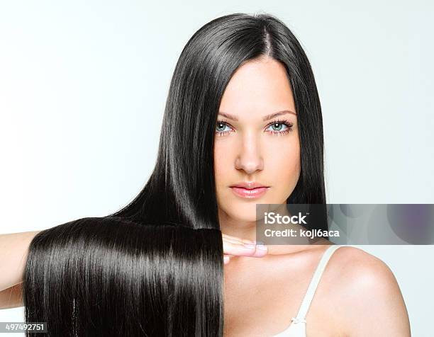 Beautiful Woman With Healthy Long Hair Stock Photo - Download Image Now - Black Hair, Women, Shiny