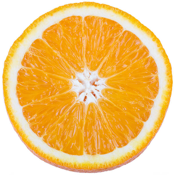 istock Juicy orange isolated on white background 497493283