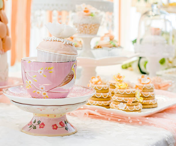 istock wedding sweet dessert  Fondant Cake  gift   table in house 497493393