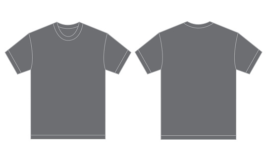 Vector illustration of grey shirt, isolated front and back design template for men