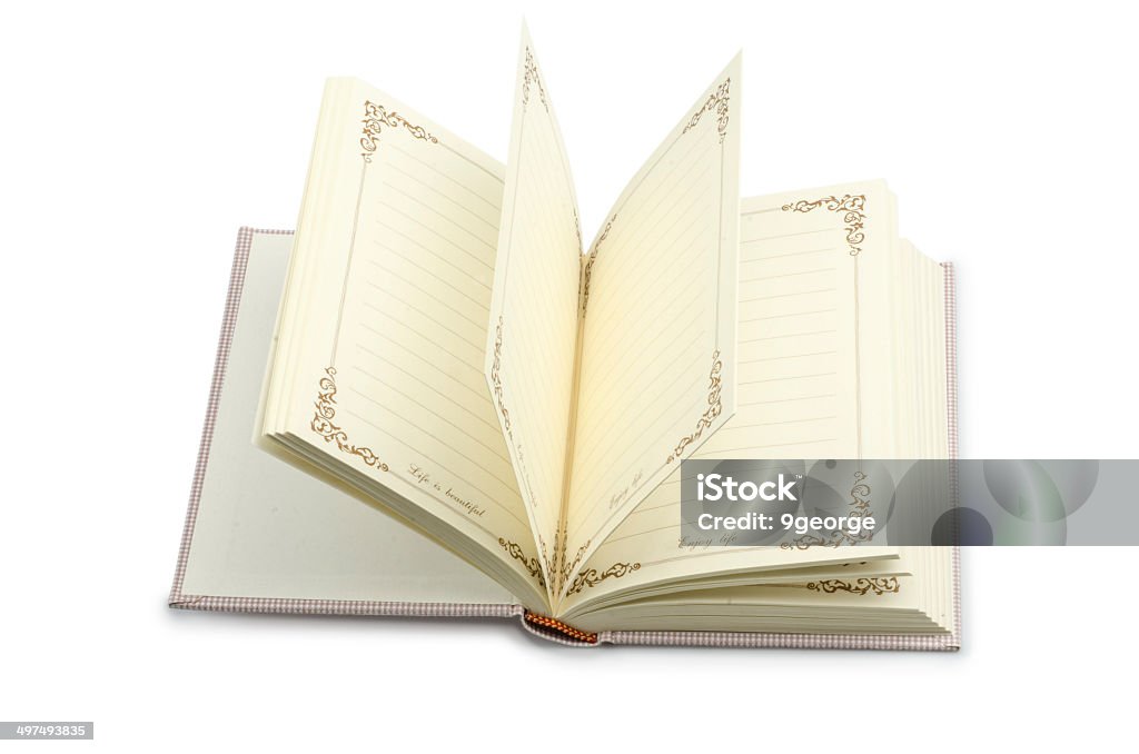 open notebook- blank pages on white with clipping path Blank Stock Photo