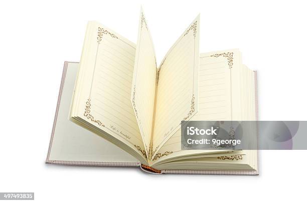 Open Notebook Blank Pages On White With Clipping Path Stock Photo - Download Image Now