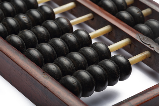 old abacus ancient classic close up isolated on white background are symbol of business