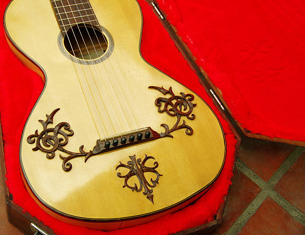 istock romantic guitar in wooden red box 497495629