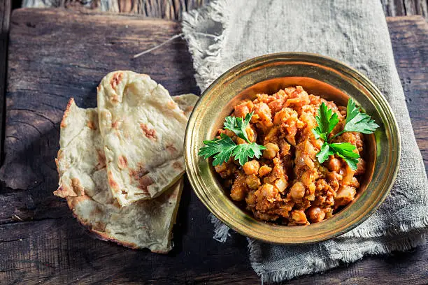 Spicy Channa Masala with chickpeas.