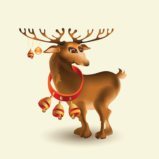 istock Vector illustration of Christmas reindeer with bells 497509750