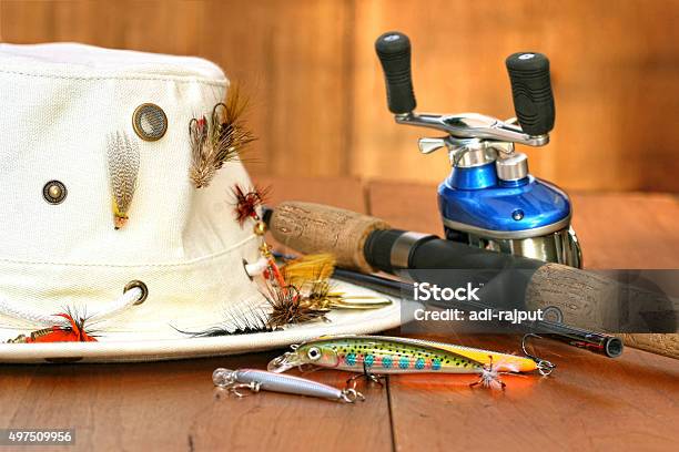Fishing Equipment Stock Photo - Download Image Now - 2015, Activity, Artificial