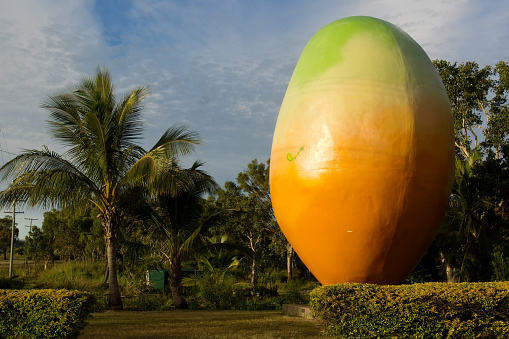 Bowen, Australia - May 6, 2014: The Big Mango, located at the Bowen tourist information centre. The 10-metre tall structure functions as a tourist attraction and is one of several 